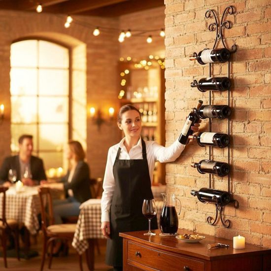 DanDiBo Wine Rack Wall Metal Bottle Rack Narrow Shelf 6 Bottles 568 Wine Rack Wine Bottle Rack Bar Wine Shelf Beverage Rack Bottle Holder