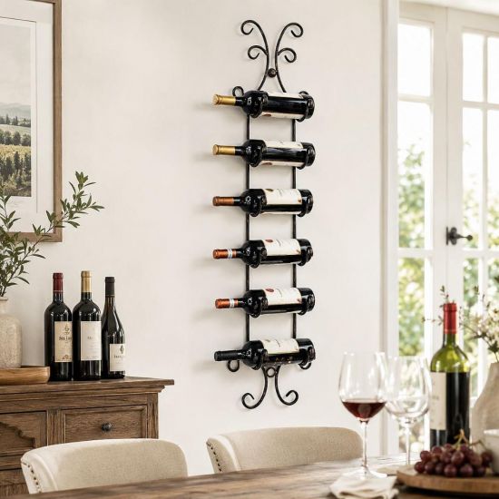 DanDiBo Wine Rack Wall Metal Bottle Rack Narrow Shelf 6 Bottles 568 Wine Rack Wine Bottle Rack Bar Wine Shelf Beverage Rack Bottle Holder