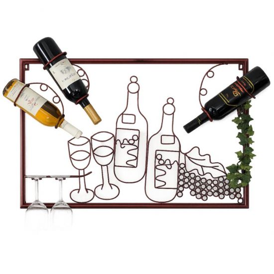 DanDiBo Weinregal Wand Bar Regal Metall Weinglashalter 91975 Wandbild 65 cm Flaschenregal Hängend Weinhalter Weinflaschenhalter Wandregal
