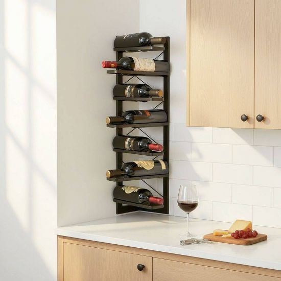 DanDiBo Weinregal Wand Hängend Metall Flaschenregal Eckregal 96292 Schwarz Weinflaschenhalter Weinhalter Bar Regal Wandregal wine rack