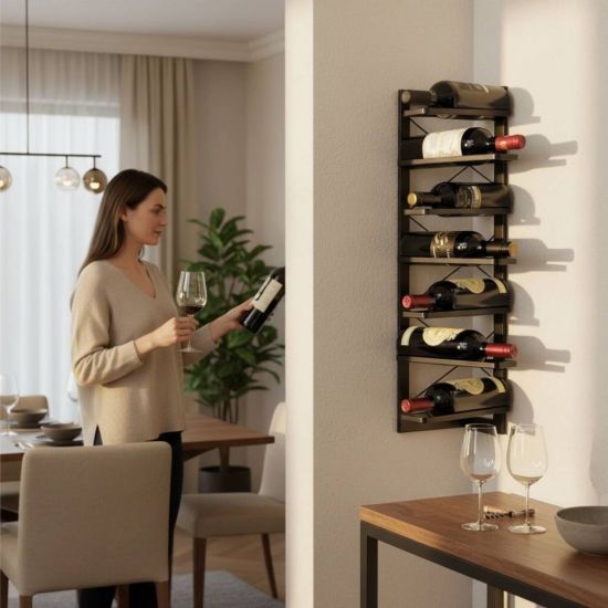 DanDiBo Weinregal Wand Hängend Metall Flaschenregal Eckregal 96292 Schwarz Weinflaschenhalter Weinhalter Bar Regal Wandregal wine rack