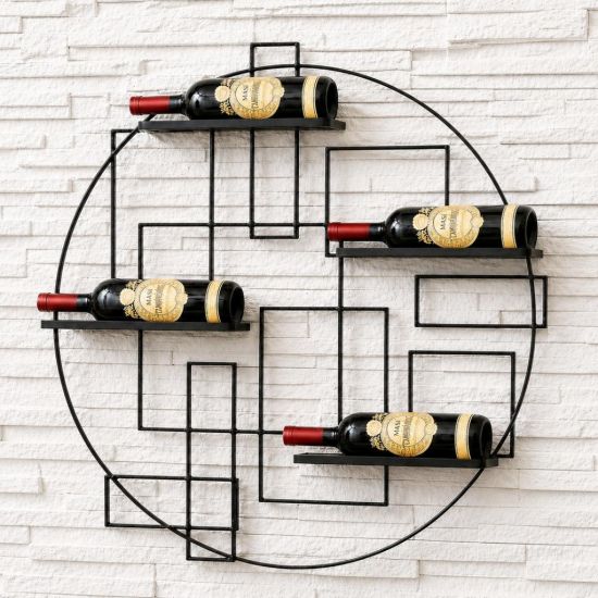DanDiBo Weinregal Wand Hängend Metall Schwarz Weinflaschenhalter Bar Regal Weinhalter Pi4 Design Flaschenregal Wine Rack Weinständer