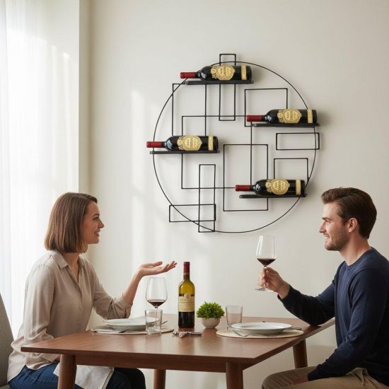 DanDiBo Wall-Mounted Wine Rack Metal Black Wine Bottle Holder Bar Shelf Wine Holder Pi4 Design Bottle Rack Wine Stand