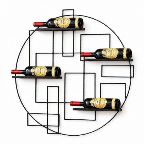 DanDiBo Wall-Mounted Wine Rack Metal Black Wine Bottle Holder Bar Shelf Wine Holder Pi4 Design Bottle Rack Wine Stand