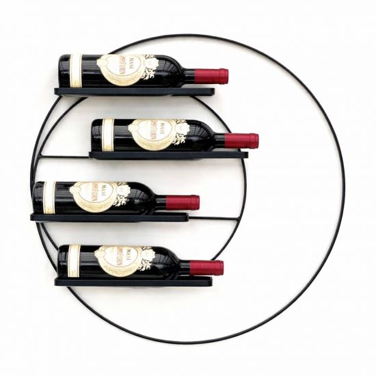 DanDiBo Weinregal Wand Metall 55 cm Schwarz Largo Rund Hängend Flaschenregal 96213 Flaschenhalter Wandmontage Wine Rack Weinständer