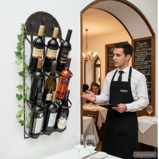 DanDiBo Wall Mounted Metal Wine Rack Bronze 96192 Hanging Bottle Rack Wine Holder Wine Bottle Storage
