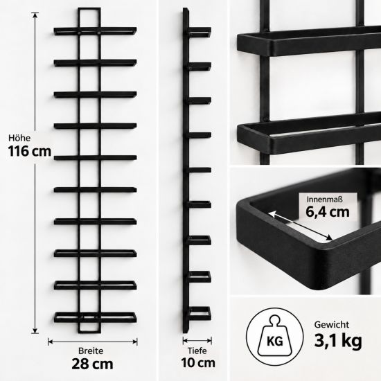 Preview: DanDiBo Weinregal Wand Metall Flaschenregal Schmal Hängend Regal 10 Flaschen Dies Wine Rack Weinflaschenregal Bar Wein Regal Getränkeregal Flaschen