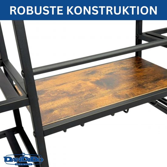DanDiBo Weinregal Wand Metall Holz 96604 Flaschenregal mit Glashalter Wandmontage Weinflaschenhalter Weinhalter Flaschenhalter