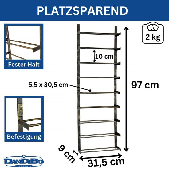 DanDiBo Weinregal Wand Metall Schwarz 240402 Flaschenregal Schmal Wandmontage Wine Rack Weinflaschenhalter Weinhalter Flaschenhalter