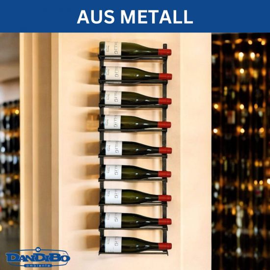 DanDiBo Weinregal Wand Metall Schwarz 240402 Flaschenregal Schmal Wandmontage Wine Rack Weinflaschenhalter Weinhalter Flaschenhalter
