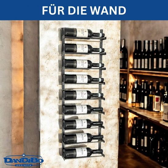 DanDiBo Weinregal Wand Metall Schwarz 240402 Flaschenregal Schmal Wandmontage Wine Rack Weinflaschenhalter Weinhalter Flaschenhalter