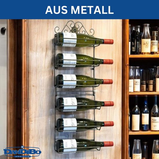 DanDiBo Weinregal Wand Metall Schwarz 240404 Flaschenregal Schmal Wandmontage Wine Rack Weinflaschenhalter Weinhalter Flaschenhalter