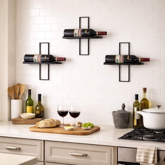 Preview: DanDiBo Weinregal Wand Metall Schwarz 3er Set D3 Flaschenregal Schmal Hängend Wine Rack Weinhalter Weinregale Klein Weinflaschenregal Weinflaschenhalter