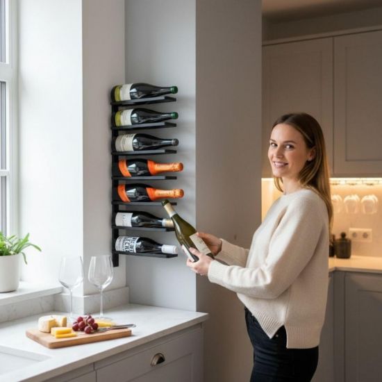 Preview: DanDiBo Weinregal Wand Metall Schwarz 93885  Flaschenregal Weinflaschenhalter Weinhalter Wine Rack