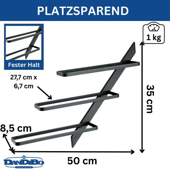 Preview: DanDiBo Wine Rack Wall Metal Black Modern 96692 Slim Bottle Rack Wall Mount Wine Holder Wine Bottle Shelf