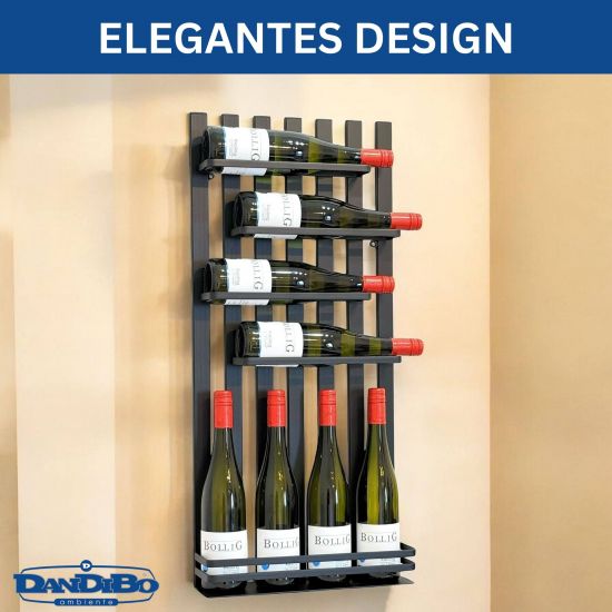 DanDiBo Weinregal Wand Metall Schwarz Modern 96692 Flaschenregal Schmal Wandmontage Wine Rack Weinflaschenhalter Weinhalter Flaschenhalter