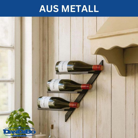 DanDiBo Wine Rack Wall Metal Black Modern 96692 Slim Bottle Rack Wall Mount Wine Holder Wine Bottle Shelf
