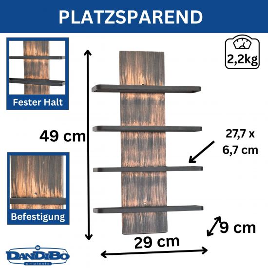 Preview: DanDiBo Weinregal Wand Metall Schwarz Modern 96694 Kupfer / Bronze Flaschenregal Schmal Wandmontage Wine Rack Weinflaschenhalter Weinhalter Flaschenhalter