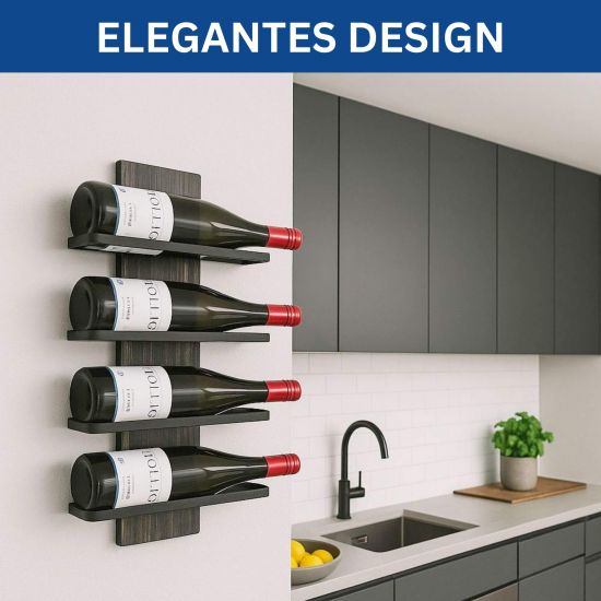 Preview: DanDiBo Weinregal Wand Metall Schwarz Modern 96694 Kupfer / Bronze Flaschenregal Schmal Wandmontage Wine Rack Weinflaschenhalter Weinhalter Flaschenhalter