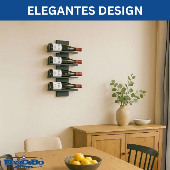 DanDiBo Weinregal Wand Metall Schwarz Modern 96695 Grün Flaschenregal Schmal Wandmontage Wine Rack Weinflaschenhalter Weinhalter Flaschenhalter