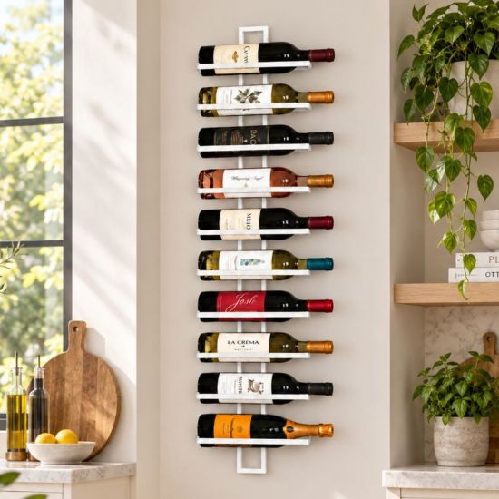 DanDiBo Weinregal Wand Metall Weiß Flaschenregal Schmal Hängend Regal 10 Flaschen Dies Wine Rack Weinflaschenregal Bar Wein Regal Getränkeregal Flaschen
