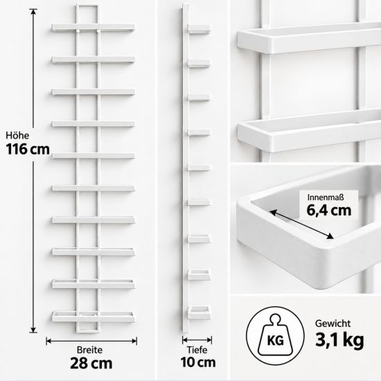 Preview: DanDiBo Weinregal Wand Metall Weiß Flaschenregal Schmal Hängend Regal 10 Flaschen Dies Wine Rack Weinflaschenregal Bar Wein Regal Getränkeregal Flaschen