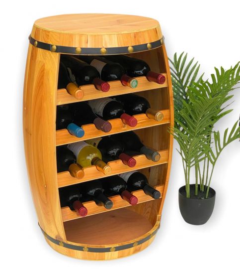 Wine Shelf Wine barrel Barrel wooden H-70cm No. 0371 Bottle stand Shelf Natural finish