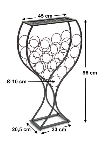 DanDiBo wine rack wine glass design metal black bottle rack standing 100 cm 96211 for 15 bottles wrought iron