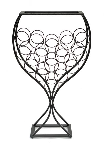 DanDiBo wine rack wine glass design metal black bottle rack standing 100 cm 96211 for 15 bottles wrought iron