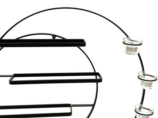 DanDiBo Weinregal für 4 Flaschen und Teelichter Metall 55 cm Wand Schwarz Vivace 96214 Rund Flaschenregal Flaschenhalter Wandmontage Modern Wandhalter Wandregal