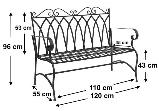 DanDiBo Gartenbank Metall 2 Sitzer Wetterfest Sitzbank Garten Bank Antik 18940 Dunkelbraun Metallbank 120 cm Eisenbank