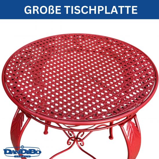DanDiBo Bistro Table Round 70 cm Metal Iron Red Weatherproof Rosso 96711 Garden Table Antique Metal Table Balcony Table Terrace Table Table