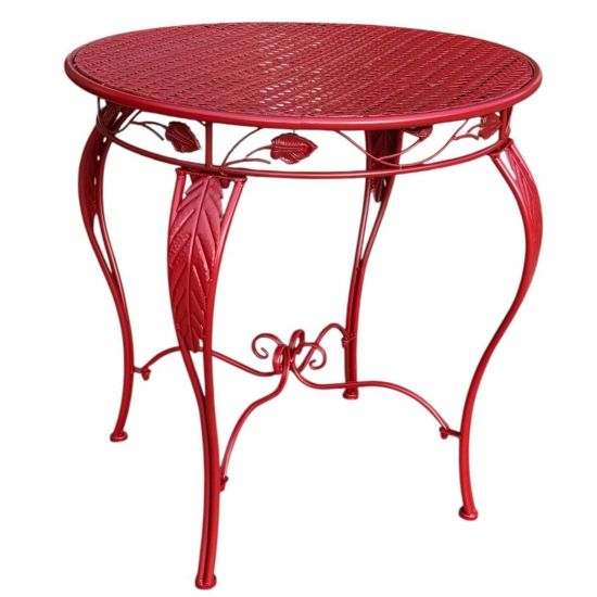DanDiBo Bistro Table Round 70 cm Metal Iron Red Weatherproof Rosso 96711 Garden Table Antique Metal Table Balcony Table Terrace Table Table