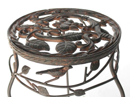 Blumenhocker Metall Schwarz Rund 2er Set 65 cm / 78 cm Blumenständer 18215 Blumensäule Antik Pflanzenständer Pflanzenhocker Vintage