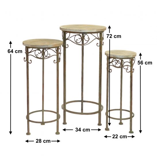 Blumenhocker Malega 3er Set 11135 Blumenständer 56, 64, 72cm Rund Blumensäule