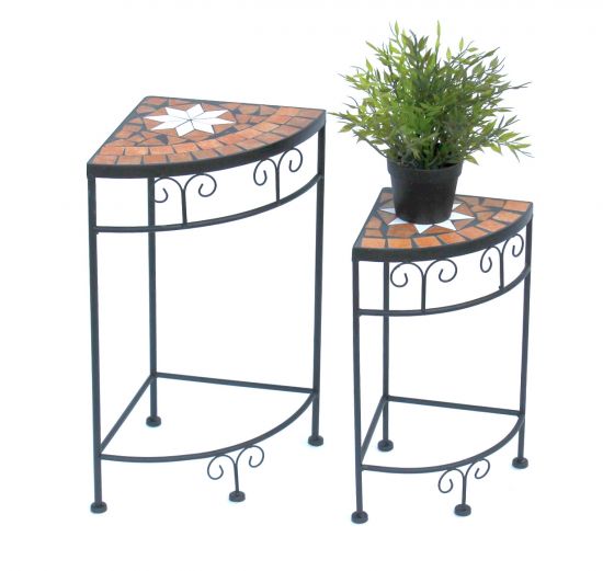 DanDiBo flower stool mosaic corner shelf set of 2 42 and 52 cm flower stand 12013 side table plant stand mosaic table corner