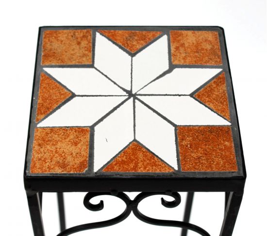 Blumenhocker Mosaik Eckig 3er Set 46, 54, 62 cm Blumenständer 12012  Beistelltisch Pflanzenständer Mosaiktisch