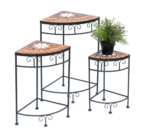 Flower stand Merano Mosaik Set of three 12013 Flower stand 42, 52 and 62cm Corner shelf