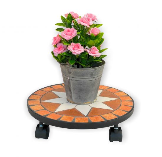 Blumenroller Merano Mosaik 32cm 12025 Blumenhocker Pflanzroller Blumenständer