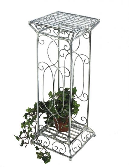 DanDiBo Blumenhocker Metall Weiß Eckig 63 cm Blumenständer 20304 Blumensäule