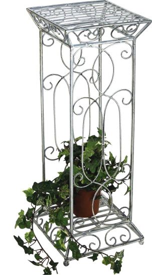 DanDiBo Blumenhocker Metall Weiß Eckig 63 cm Blumenständer 20304 Blumensäule
