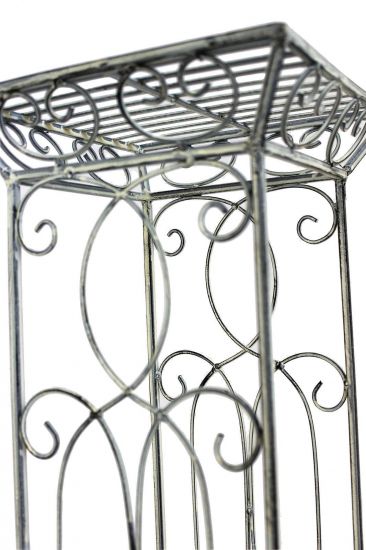 DanDiBo Flower Stool Metal White Square Set of 2 63 cm - 77 cm Flower Stand 20304 Flower Column