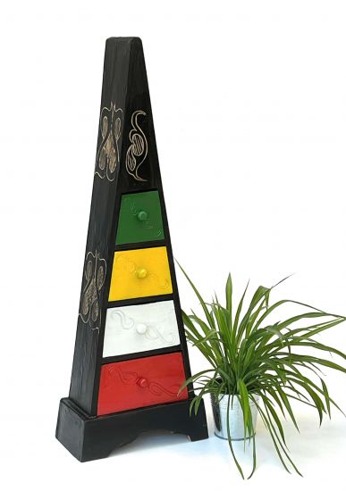 DanDiBo Schrank aus Holz Cargo Loft Pyramide 100 cm Bunt Kommode Antique mit 4 Schubladen