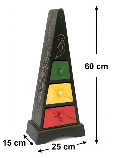 Cargo Loft Pyramide Celtic 60cm Bunt Kommode mit 3 Schubladen Schrank aus Holz