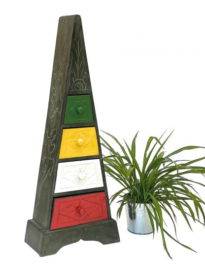 Cargo Loft Pyramide Celtic 80cm Bunt Kommode mit 4 Schubladen Schrank aus Holz