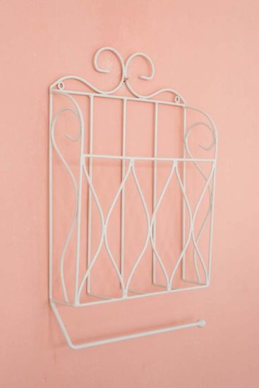 Küchenrollenhalter Zeitungsständer Weiß 43cm Küchenregal Zeitungshalter Wandregal Küchenregal Papierrollenhalter