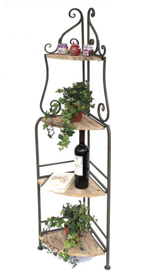 DanDiBo Eckregal Bücherregal mit 4 Ablagen Regal Malega 12061 aus Metall und Holz 145 cm Badregal Aufbewahrungsregal Leiterregal