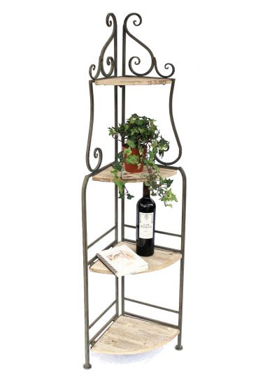 DanDiBo Eckregal Bücherregal mit 4 Ablagen Regal Malega 12061 aus Metall und Holz 145 cm Badregal Aufbewahrungsregal Leiterregal