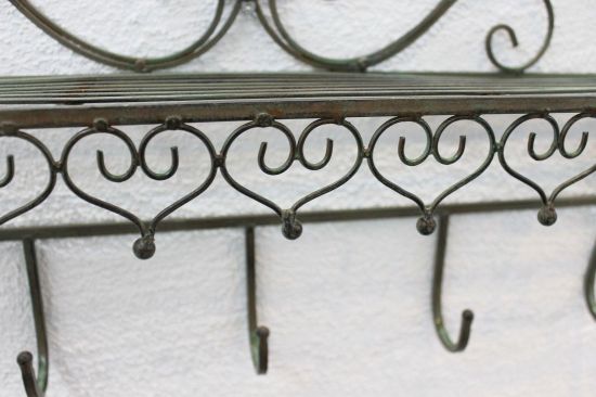 DanDiBo Wandgarderobe Metall mit Ablage 60 cm Malege Kleiderhaken 12205 Wandregal Garderobe Vintage
