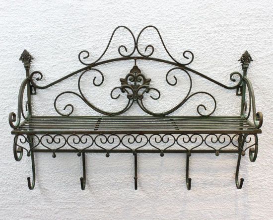 DanDiBo Wandgarderobe Metall mit Ablage 60 cm Malege Kleiderhaken 12205 Wandregal Garderobe Vintage